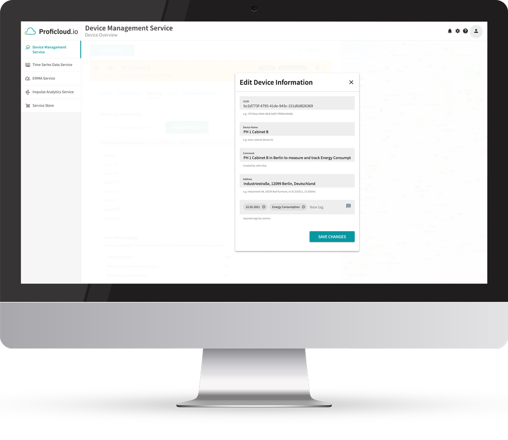 Device Management Service | Device Detail view | Edit Device Information