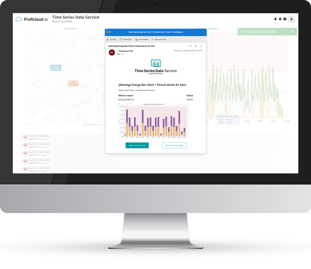 Time Series Data Service on Proficloud.io has a built in alerting feature.