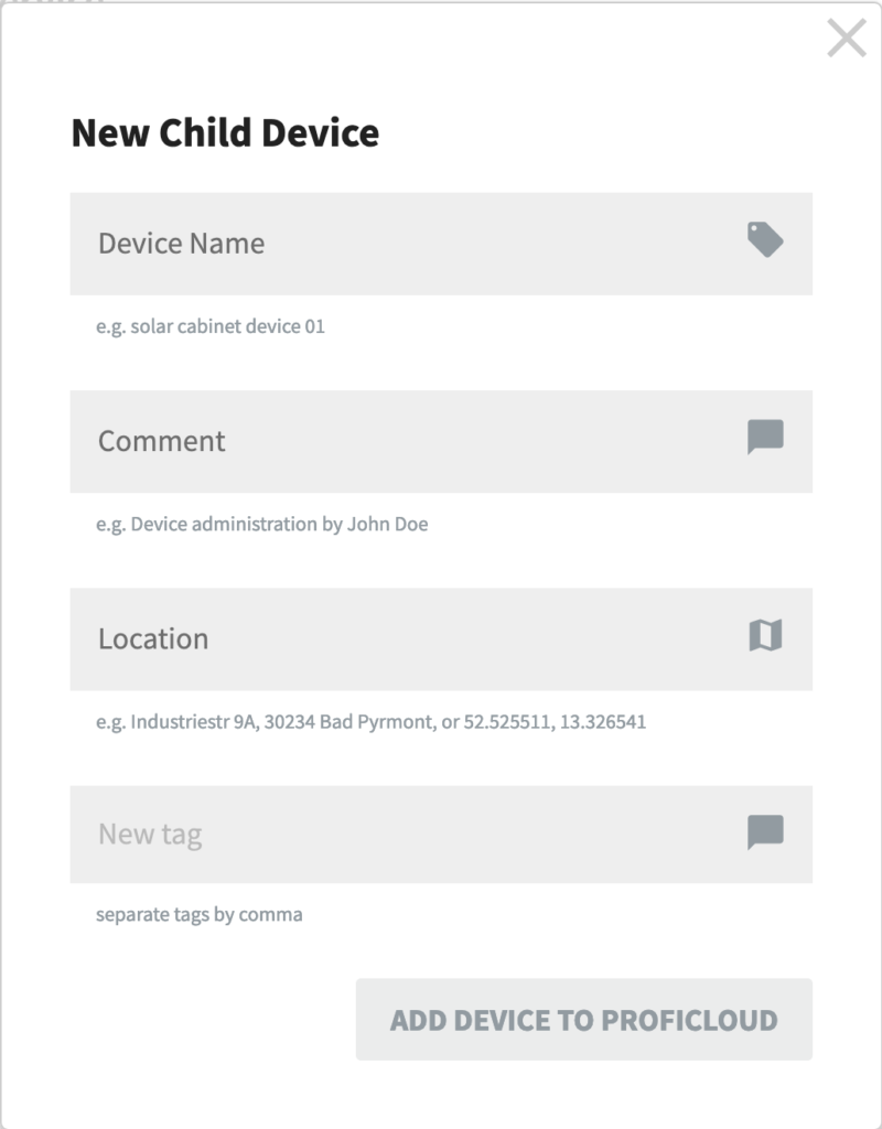 Add Child Device Dialog