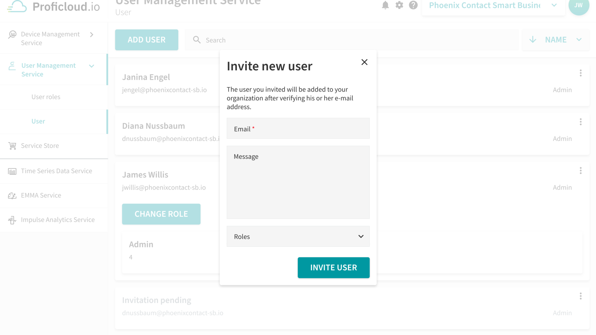 Inviting new users is easily done in a few clicks